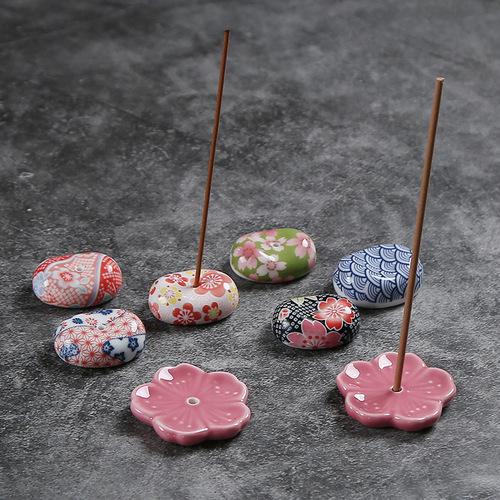 Ceramic incense plate incense stand cherry blossom incense standing incense broad bean incense seat stand incense burner incense holder Japanese style