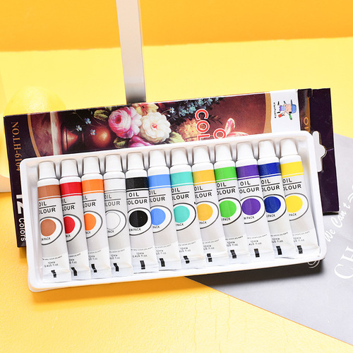 Wholesale 12ml boxed oil paint, children's painting art paint, wall painting paint, hose paint set