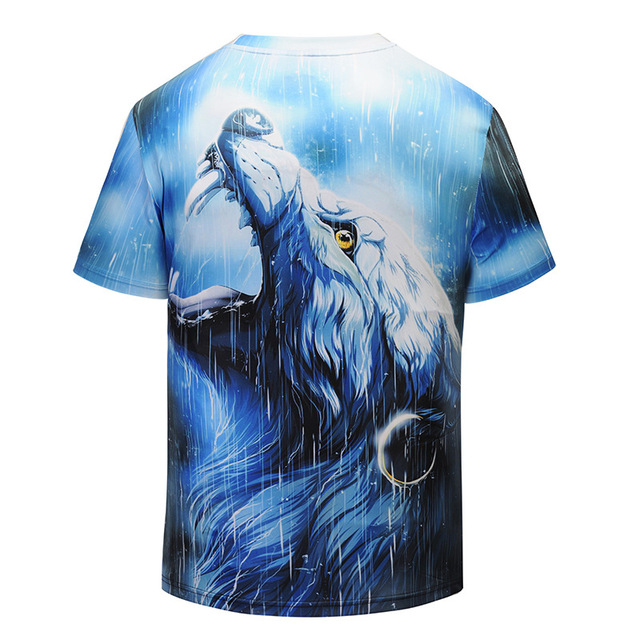 Summer New Creative Wolf Head Totem 3D Printed T-shirt Street 