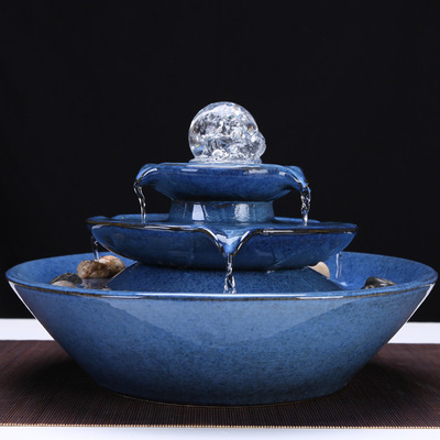 originality Feng shui ball Lucky crystal ball ceramics handicraft a living room desktop Decoration fountain Flowing water humidifier Flowing water