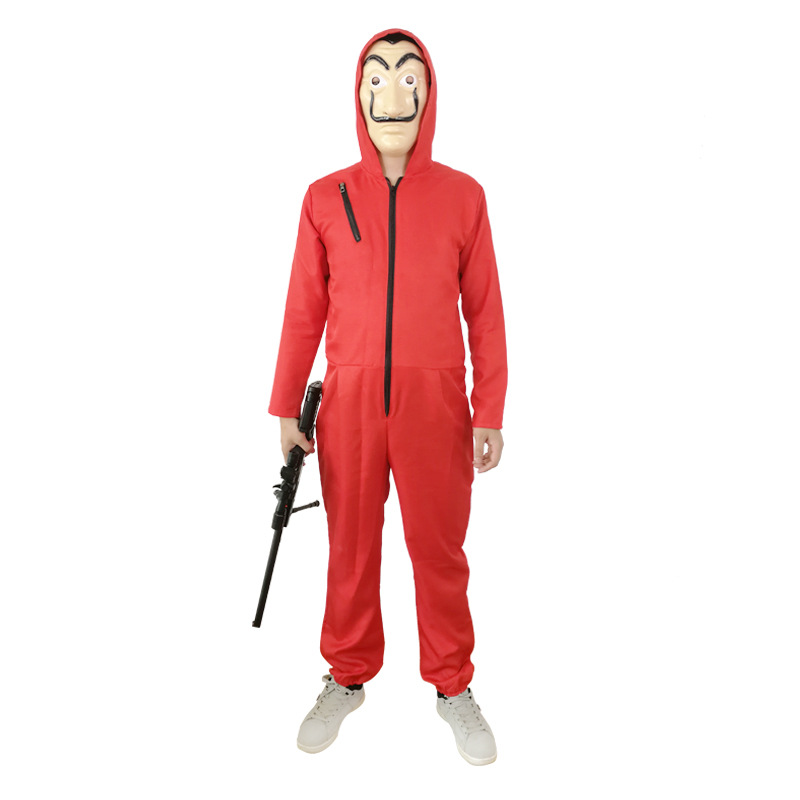 Halloween coswear, banknote house cosplay clothing, Dali coswear, red jumpsuit, banknote house