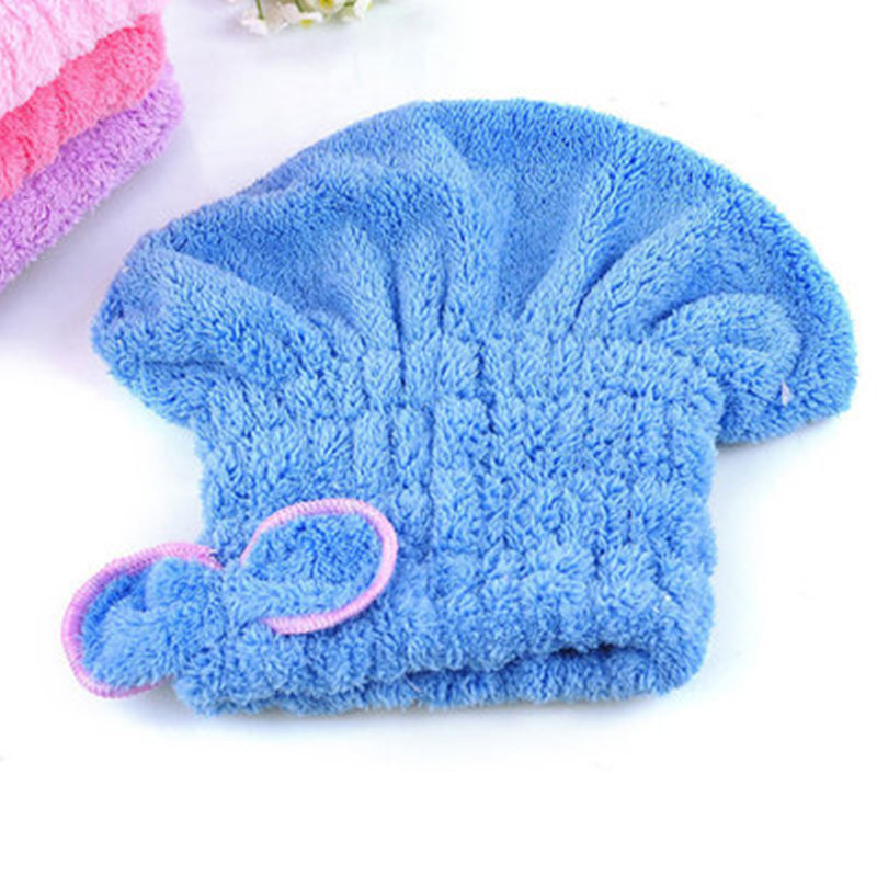 Inicio sin pelusa absorbente coral vellón gorra de secado de cabello microfibra lindo arco círculo gorra de secado de cabello
