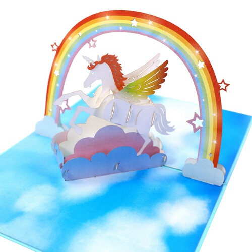 Holiday greeting cards creative animal 3D handmade unicorn paper sculpture birthday gift small card wholesale