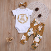 Children's cartoon set, summer clothing girl's, 2022 collection, Korean style, 3 piece set, with short sleeve