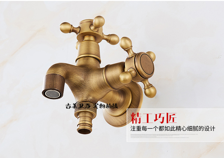 All-copper antique washing machine faucet, extended single-cooling European-style built-in mop sink, 4-minute and 6-minute faucet with spray gun Specification drawing