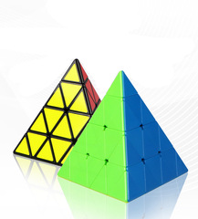 Qiyi Magic Cube 4x4 Pyramid Puzzle Cube Pyramid Shaped Shape Shifting Brain Teaser Puzzle