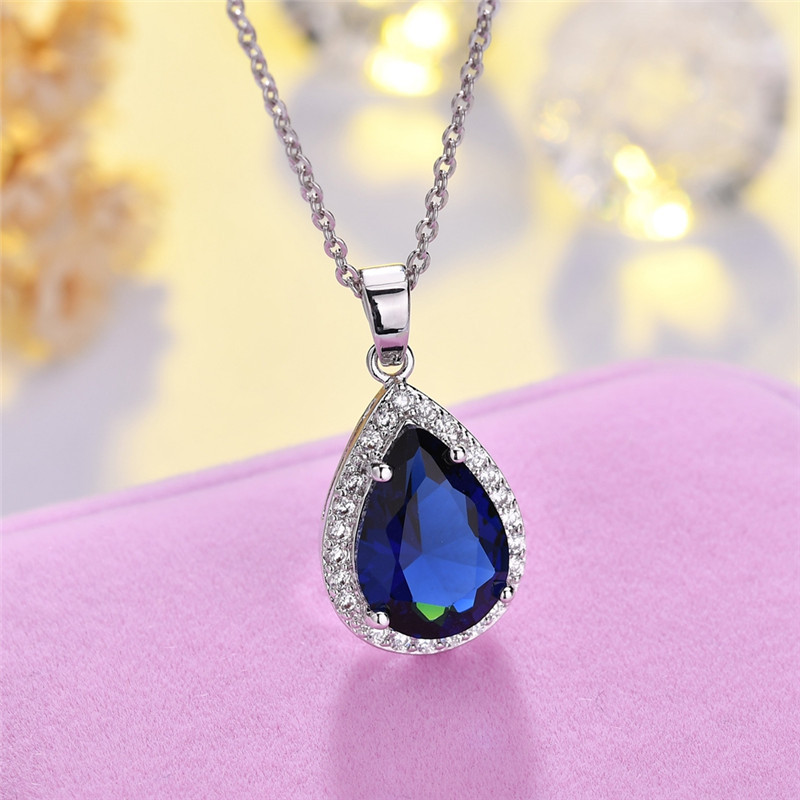 Sweet Water Droplets Copper Plating Inlay Zircon Charms Pendant Necklace display picture 2