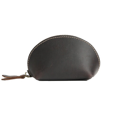 Korean version of creative retro crazy horse leather first layer cowhide mini shell coin purse for men and women genuine leather coin bag storage bag