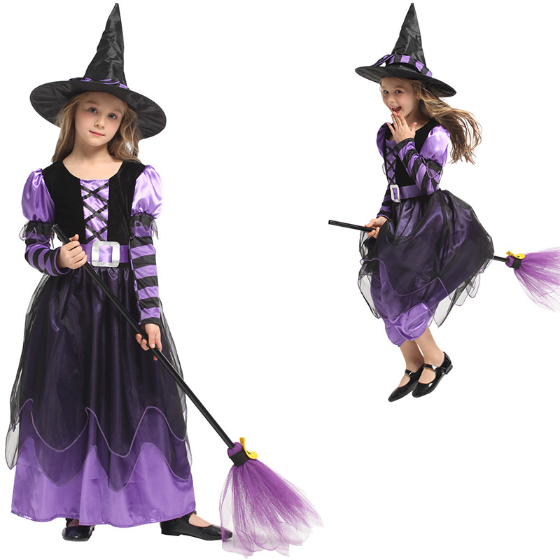 万圣节Cosplay服装 儿童魔法巫婆服 蓬蓬裙G-0309A女巫婆演出服