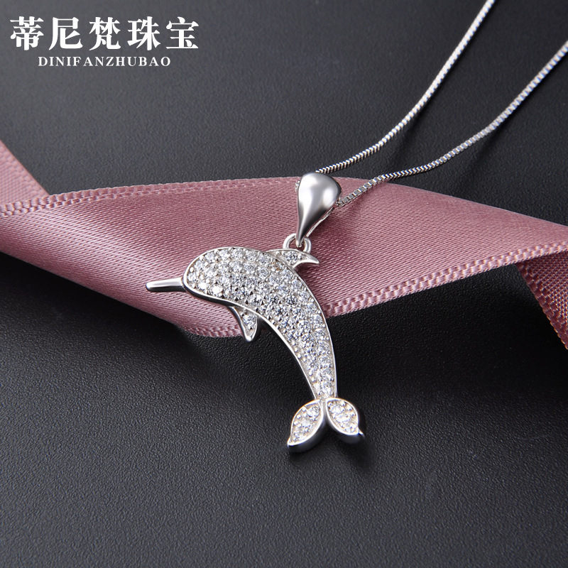 Venta caliente transfronteriza dolphin s925 collar de plata colgante dulce fresco joyería estudiante femenina al por mayor