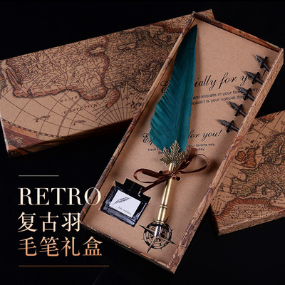欧式复古羽毛笔套装哈利波特蘸水笔钢笔礼盒装生日礼物送男女学生|ru