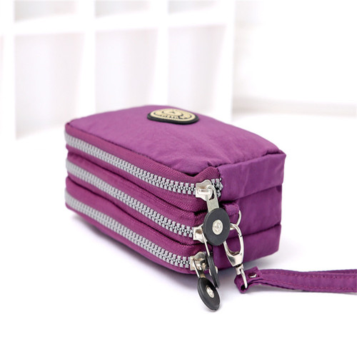 2020 Korean style ladies mobile phone bag coin purse solid color matte three zipper storage bag coin coin purse