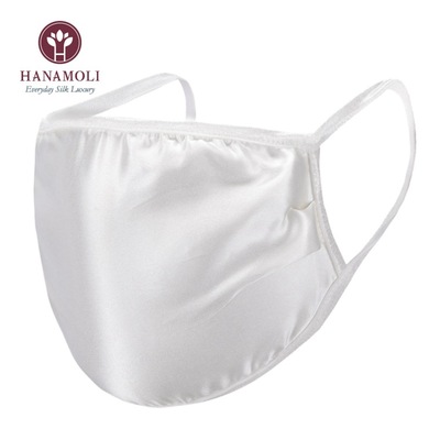 日本品牌HANAMOLI桑蚕丝真丝单层梭织口罩 防护亲肤透气白色口罩