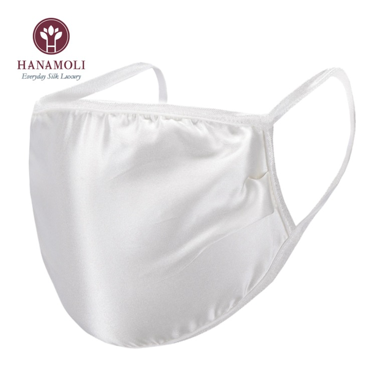 日本品牌HANAMOLI桑蚕丝真丝单层梭织口罩 防护亲肤透气白色口罩