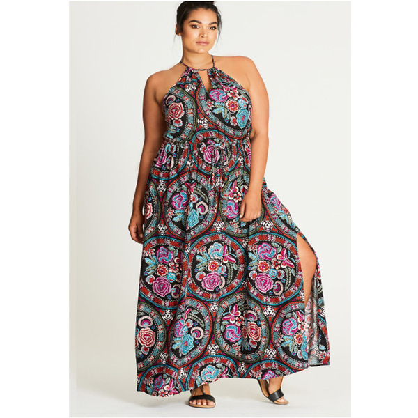 summer European and American neck long evening dress Chiffon Dress