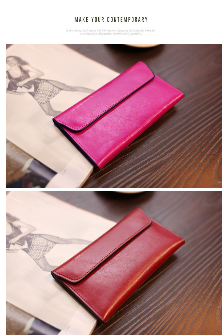 Women's Solid Color Leather Magnetic Buckle Wallets display picture 9