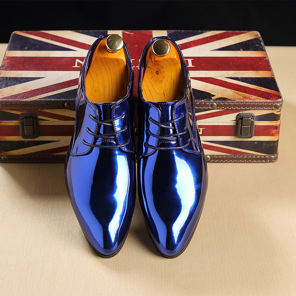 British pointed leather shoes, men's shiny leather shoes, cross-border oversized leather shoes, Amazon Wish LAZADA