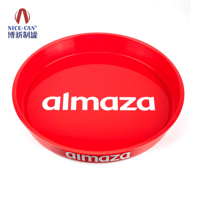 厂家定制马口铁隔热防滑圆形金属托盘大号酒吧促销啤酒水果铁盘子