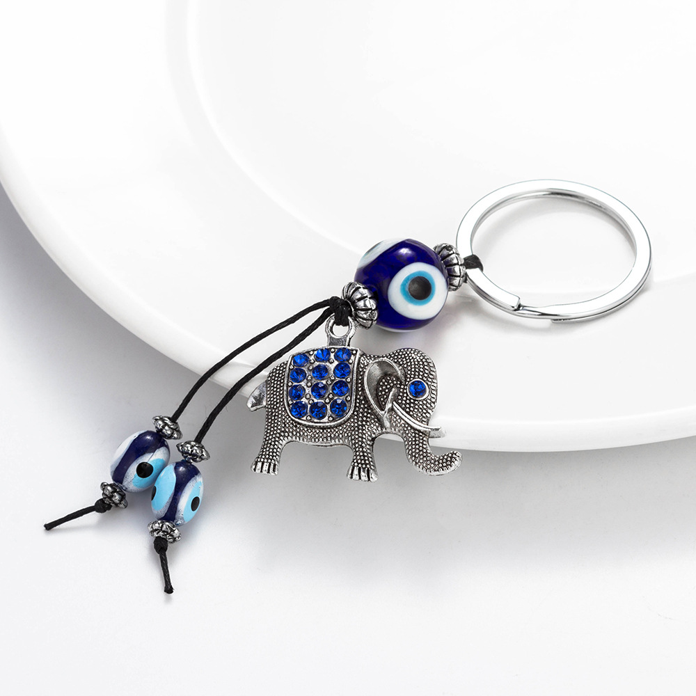 1 Piece Quantity Daily Occasion Metal Material Eye, Elephant Pattern Fashion Eye Elephant Metal Plating Rhinestones Unisex Keychain 1 Piece