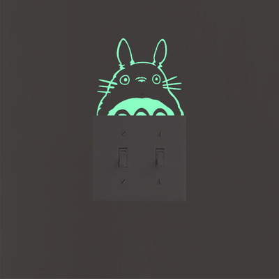 NL-12可愛龍貓夜光開關貼 馬桶貼熒光牆貼洗手間衛生間裝飾牆貼紙