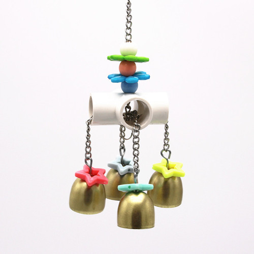 Parrot chewing toy, bird toy, four-corner stainless steel parrot chewing spoon string