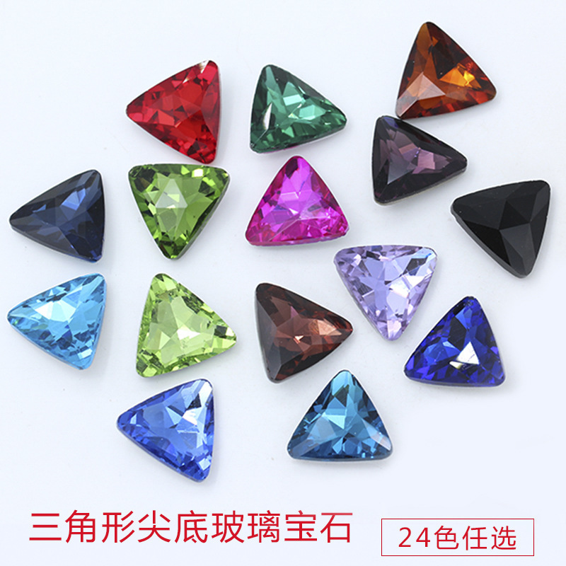 New Wholesale triangle crystal pointed bottom nail drill colorful nail sticking Diamond diy pointed bottom gem special-shaped diamond