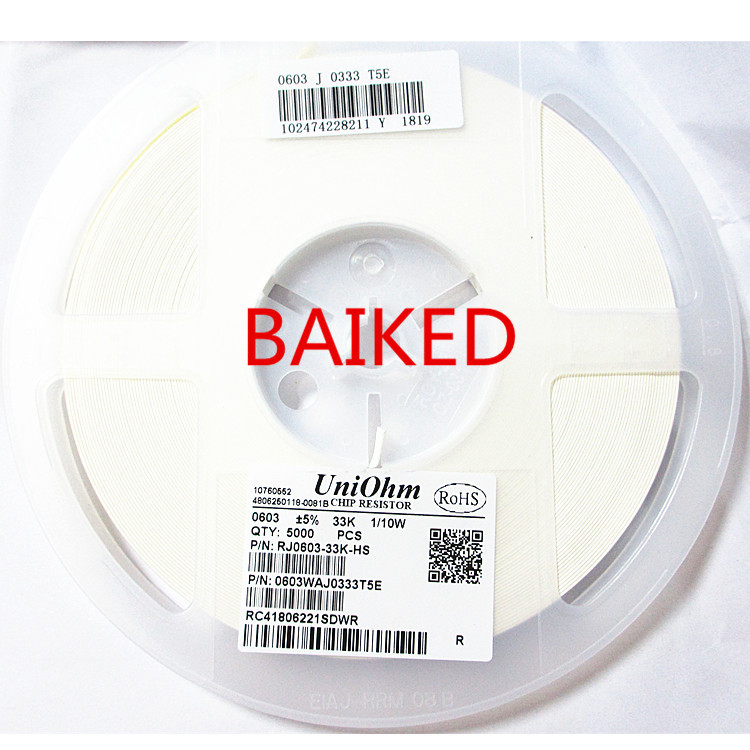 0603 5% 33K 1/10W 0603WAJ0333T5E UniOhm  1盘5000只