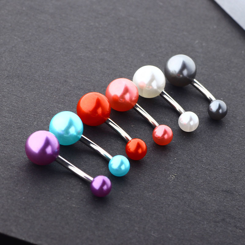 6-Pack Glow Belly Button Rings, Stainless Steel Navel Ring Set with Pearl - European American Style detail image 9