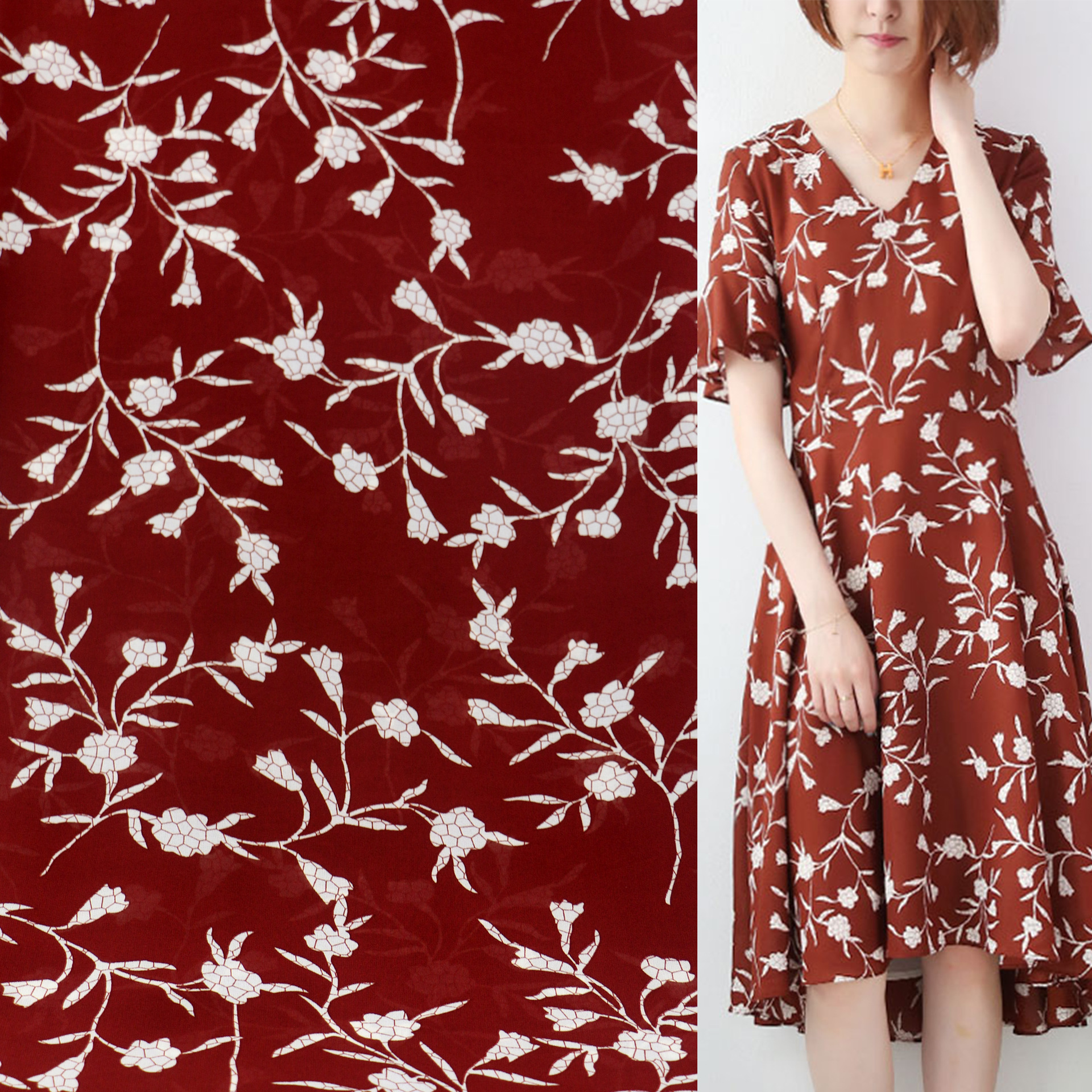 1515复合丝雪纺绉春夏印花时尚连衣裙面料优雅春夏印花面料