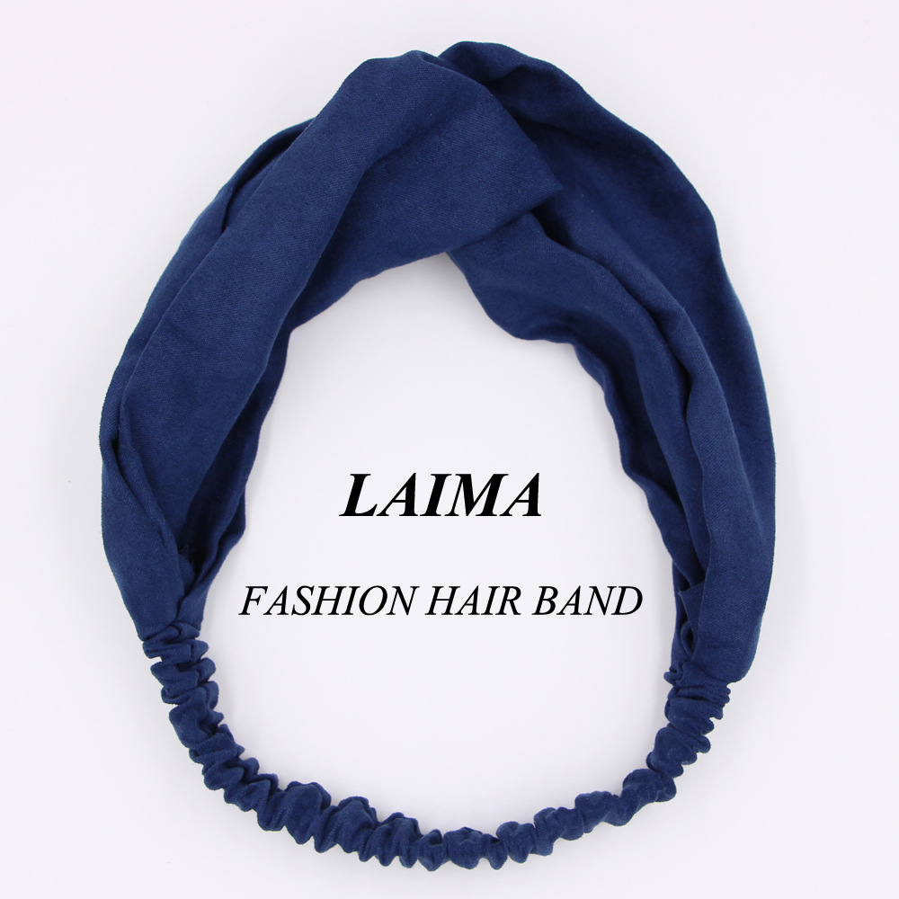 Solid Color Cloth Cross Hair Band Korean Simple Headband  Wholesale display picture 6