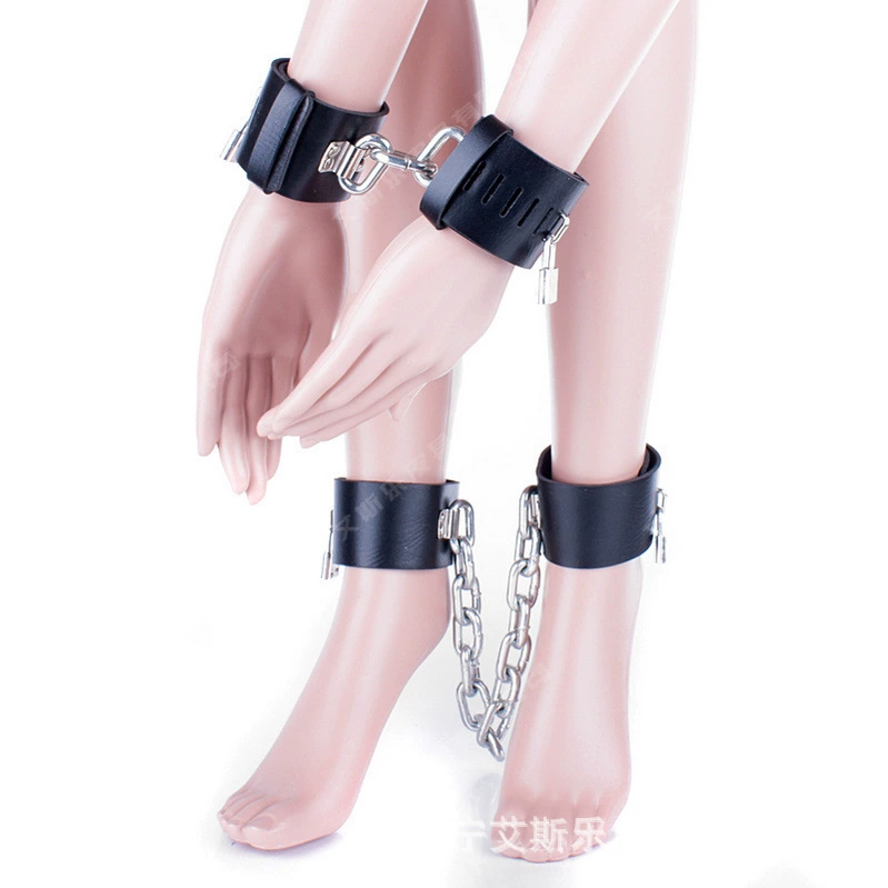 Black heavy toy for adults, handcuffs, set, ankle bracelet
