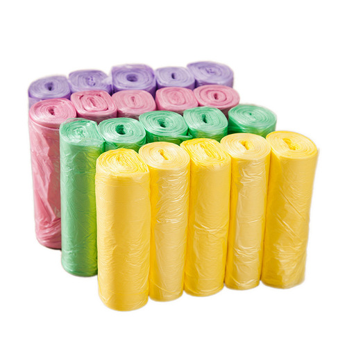 Thickened point-break garbage bag disposable plastic bag kitchen color medium garbage bag packaging random 5 rolls