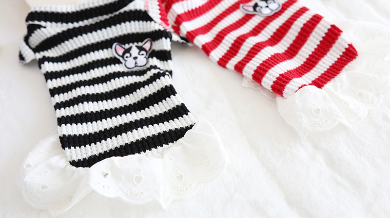 毛线花边条纹打底裙