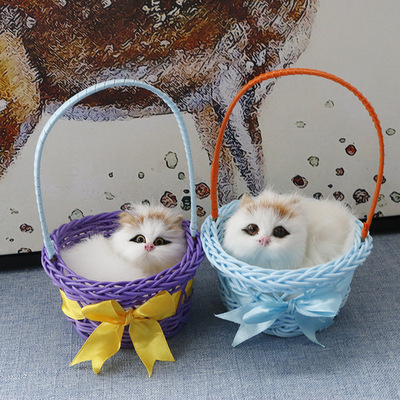 wholesale hand basket Small animals simulation Kitty Dog/rabbit Model Arts and Crafts Gift shop Scenic spot Best Sellers Toys
