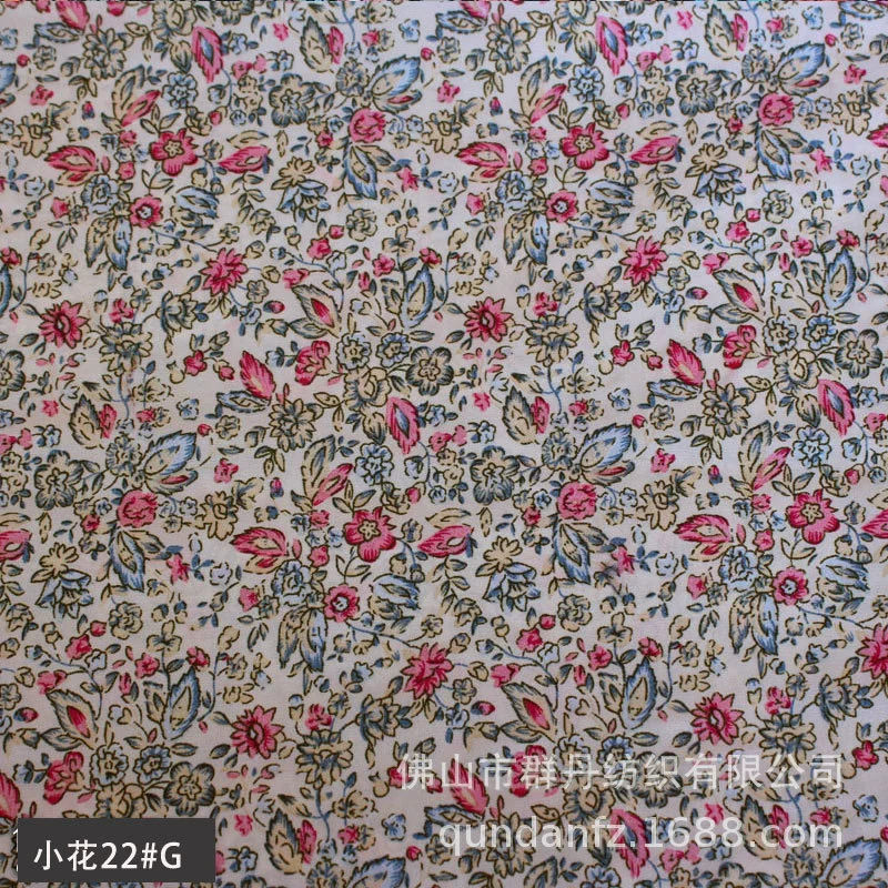 Поставки в розницу imitation cotton flat-grained small floral printing cloth polyester spring Asian spinning shoe hat clothing cloth auxiliary material fabric