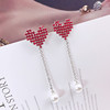 Silver needle with tassels heart-shaped, fashionable earrings heart shaped, silver 925 sample