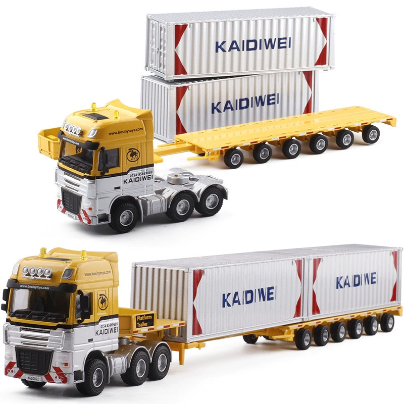 [Boxed] Cadway 1:50 Alloy Flatbed Transport Truck Heavy Duty Truck Model Container Cargo Vehicle 625022