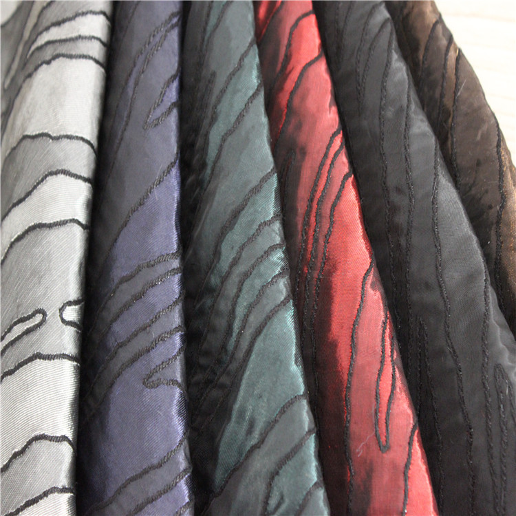 双波浪纹图案欧根梭织色织提花布面料适用于服装装饰沙发布鞋子布