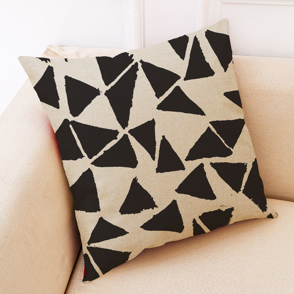 wish 亚马逊 ebay新款时尚几何图案棉麻抱枕套 汽车抱枕定制