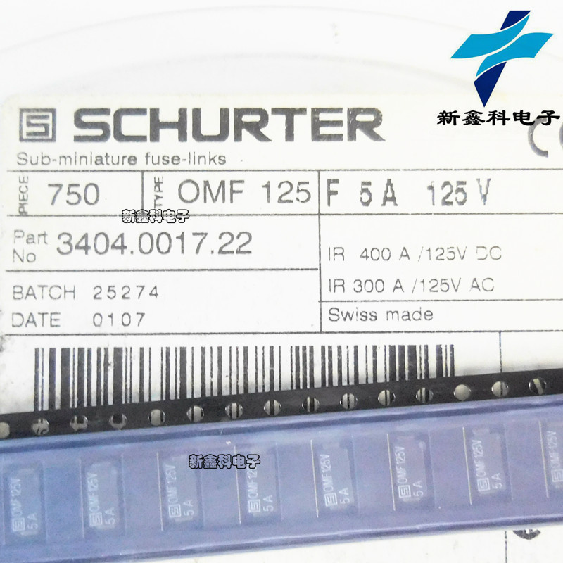 3404.0017.22 OMF 125V F 5A 表面贴装保险管
