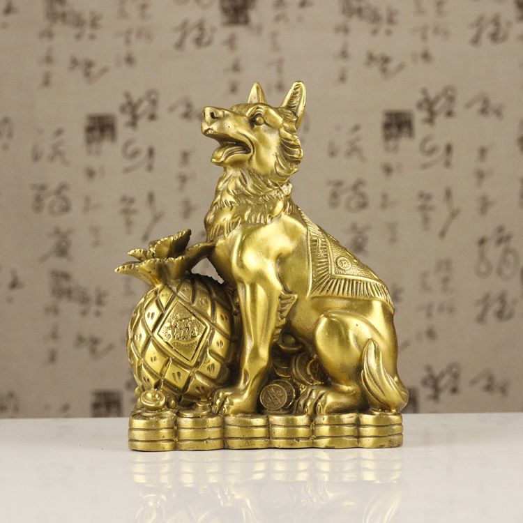 铜金钱狗 聚宝盆狗 如意狗铜狗家居装饰品工艺品摆件