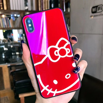 Mới màu tím phim hoạt hình kính vỡ vỏ vỏ iPhone8plus đầy màu sắc vỏ thủy tinh x điện thoại di động thiết lập 4/8