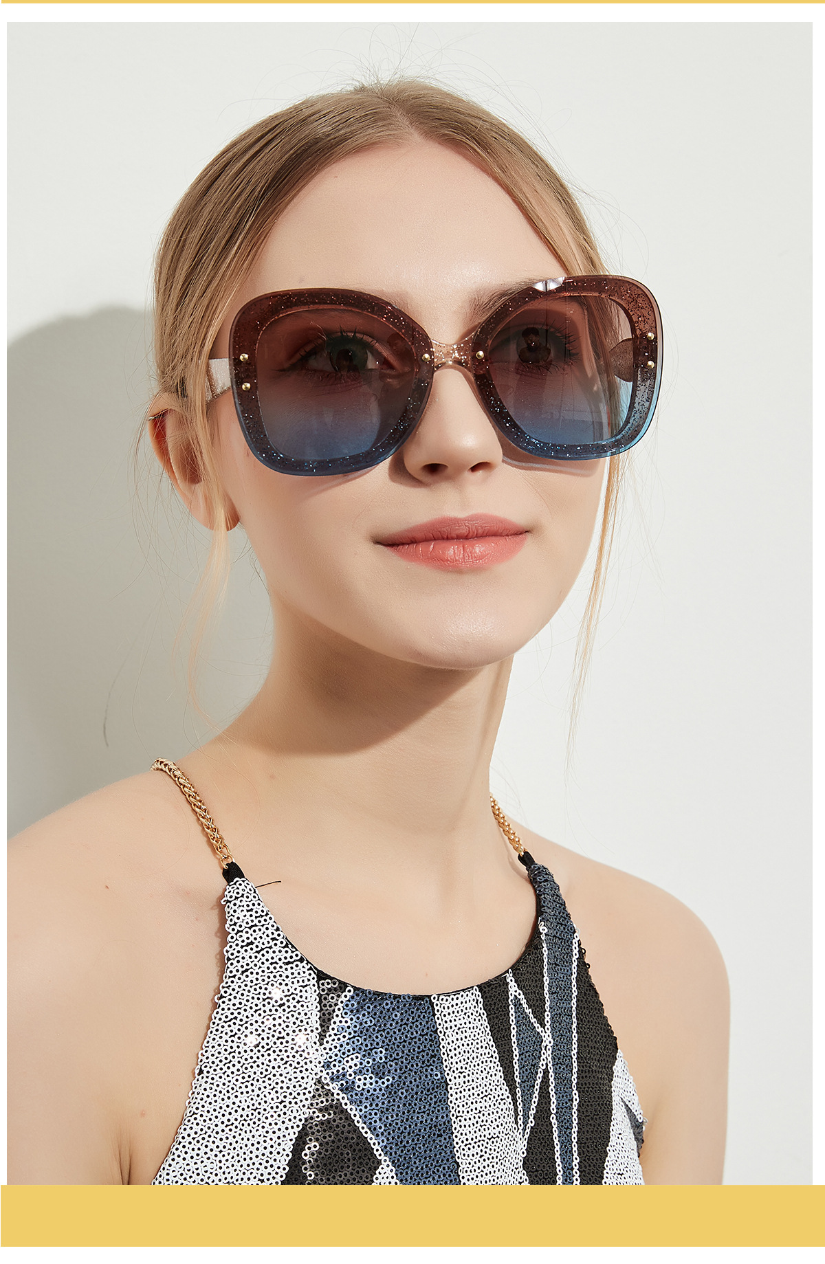 Fashion Simple New  Large Frame Transparent Glitter Sunglasses  Popular New Glasses Nihaojewelry Wholesale display picture 4