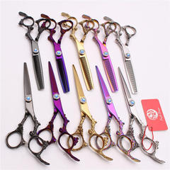6.0-inch Purple Dragon Novelty Dragon Handle Hair Scissors, Straight Blade, Pointed Tip, Hair Cutting, Bangs Trimming Scissors, Available in Gold/Color/Black/Silver