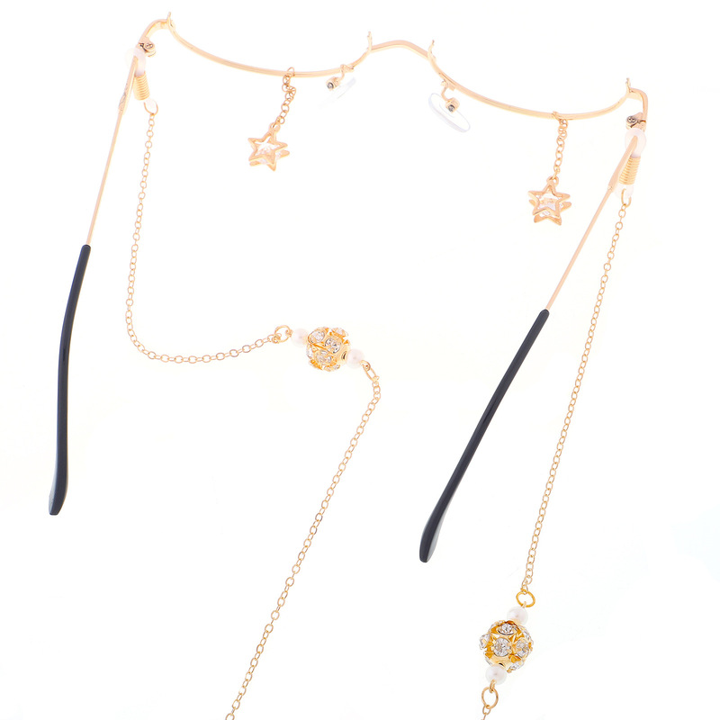 New No Lens Secondary Decorative Glasses Frame Personalized Star Zircon Diamond Hanging Chain Glasses Frame Glasses New No Lens Secondary Decorative Glasses Frame Personalized Star Zircon Diamond Hanging Chain Glasses Frame Glasses