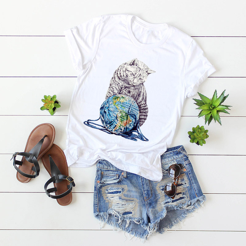 Cute cartoon elephant unicorn dog cat animal popular top round neck short sleeve T-shirt wholesale NSSN1859