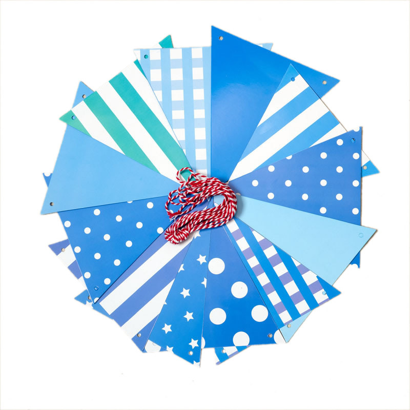 【蓝木马】宝贝生日派对用品三角彩色拉旗