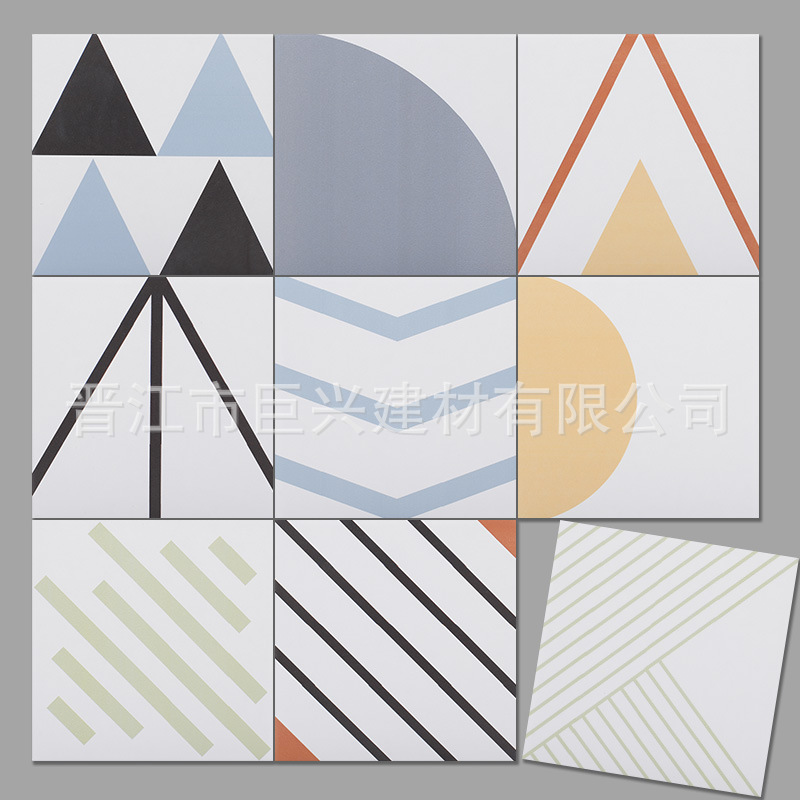 小清新几何混搭花砖厨卫墙面砖客厅背景瓷砖阳台防滑装饰地砖200