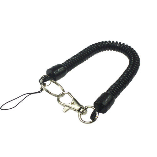 Black extended spring rope keychain mobile phone elastic lanyard key retractable lanyard TPU outdoor lost rope