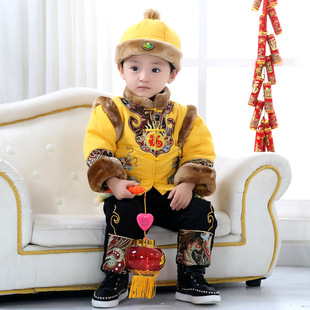 Детская зимняя куртка, платье, комплект, ханьфу, увеличенная толщина, наряд на выход, китайский стиль